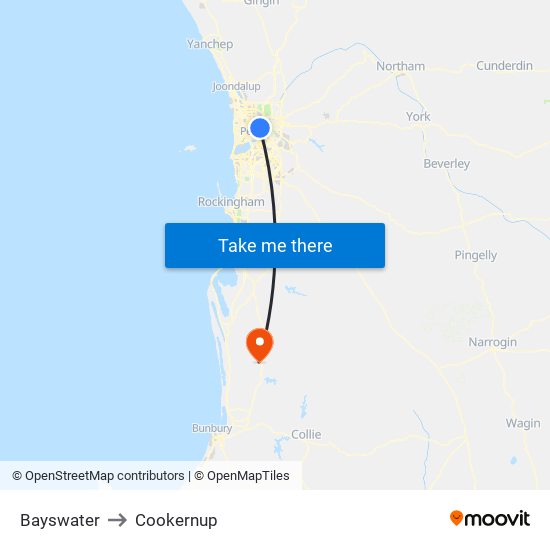 Bayswater to Cookernup map
