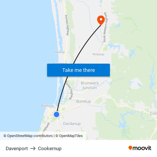 Davenport to Cookernup map