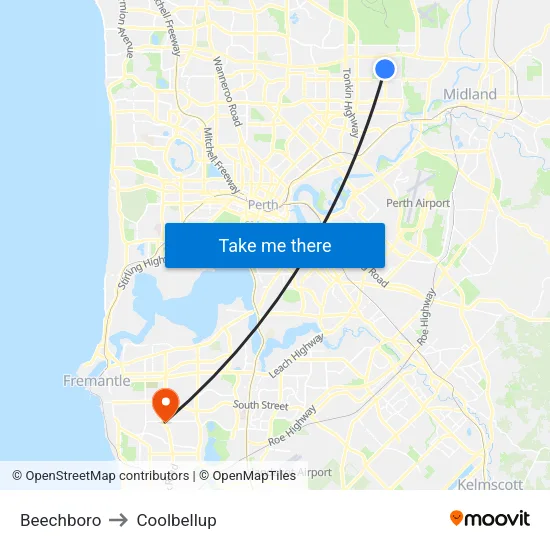 Beechboro to Coolbellup map