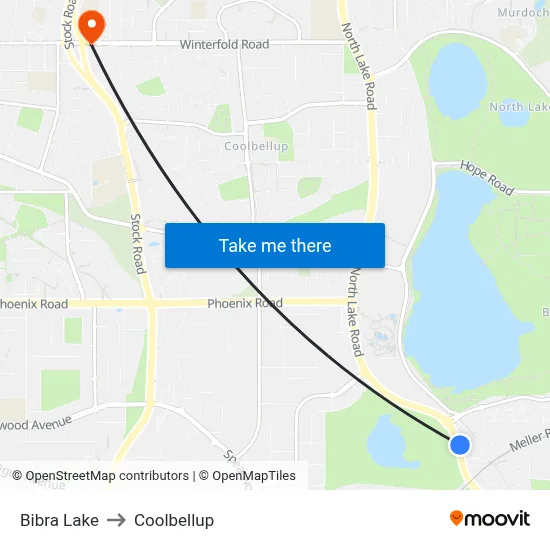 Bibra Lake to Coolbellup map