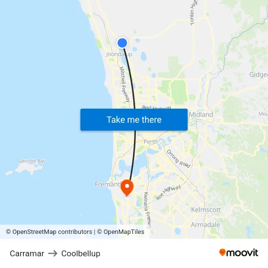 Carramar to Coolbellup map