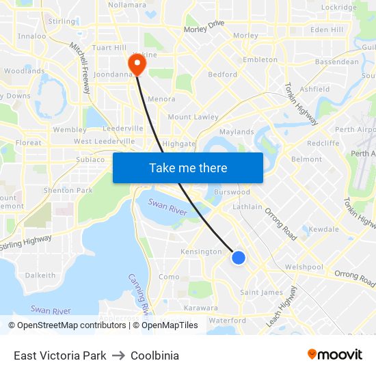 East Victoria Park to Coolbinia map