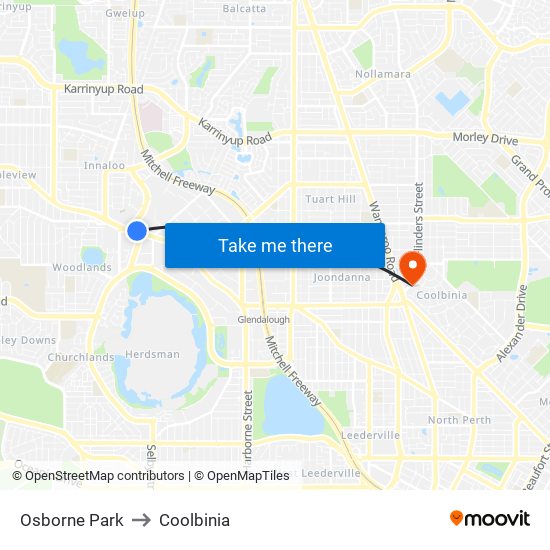 Osborne Park to Coolbinia map