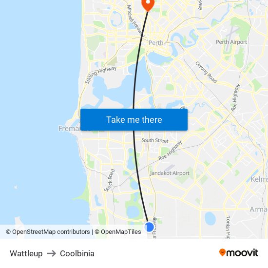 Wattleup to Coolbinia map