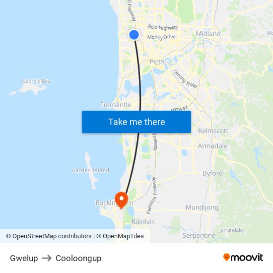 Gwelup to Cooloongup map