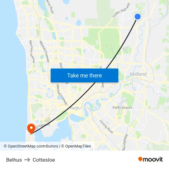 Belhus to Cottesloe map