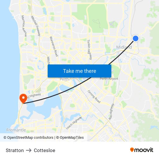 Stratton to Cottesloe map