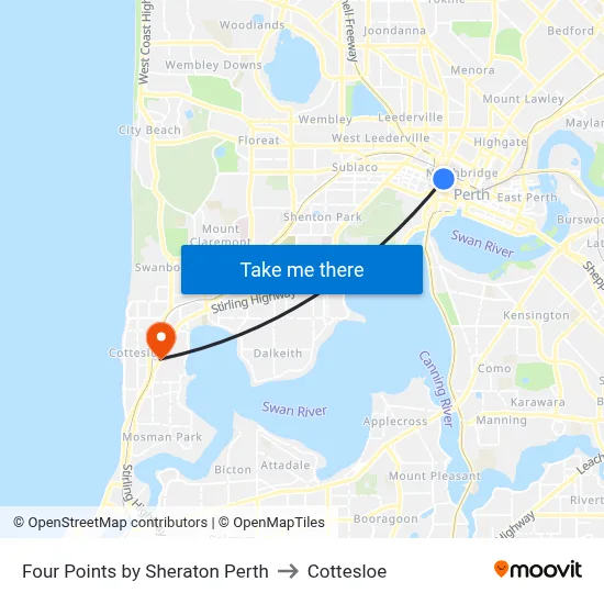 Four Points by Sheraton Perth to Cottesloe map