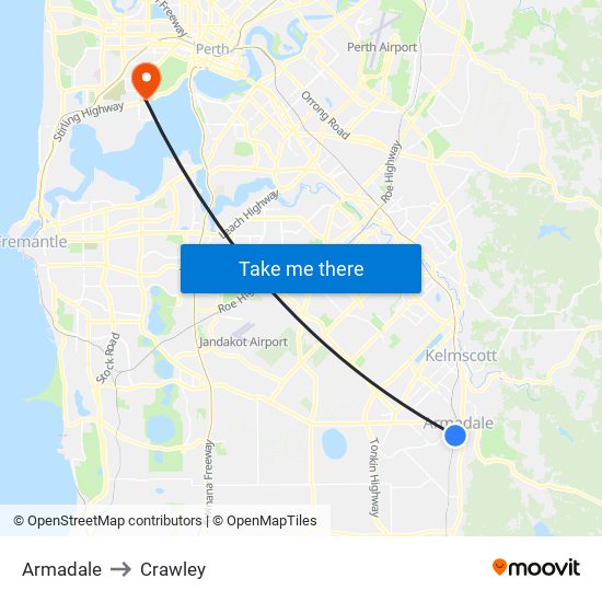 Armadale to Crawley map