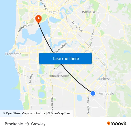 Brookdale to Crawley map