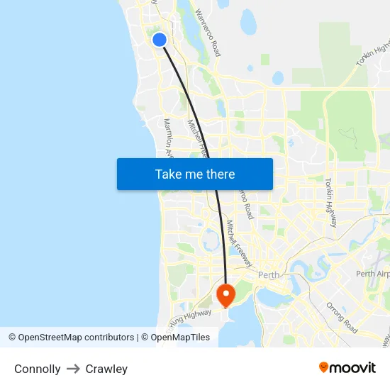 Connolly to Crawley map