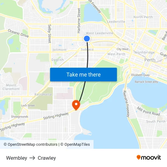 Wembley to Crawley map