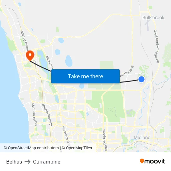 Belhus to Currambine map