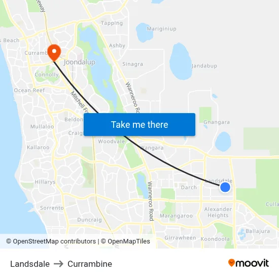 Landsdale to Currambine map