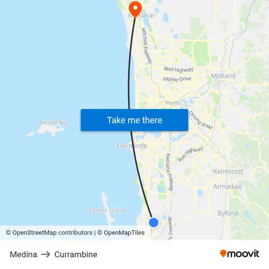 Medina to Currambine map