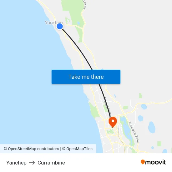 Yanchep to Currambine map