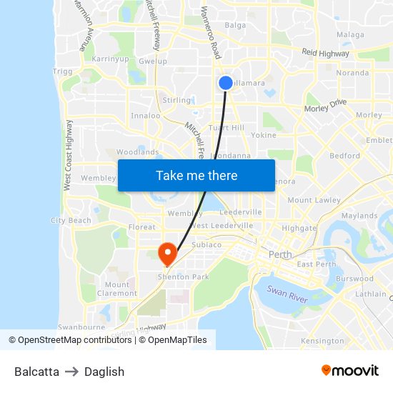 Balcatta to Daglish map