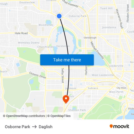 Osborne Park to Daglish map