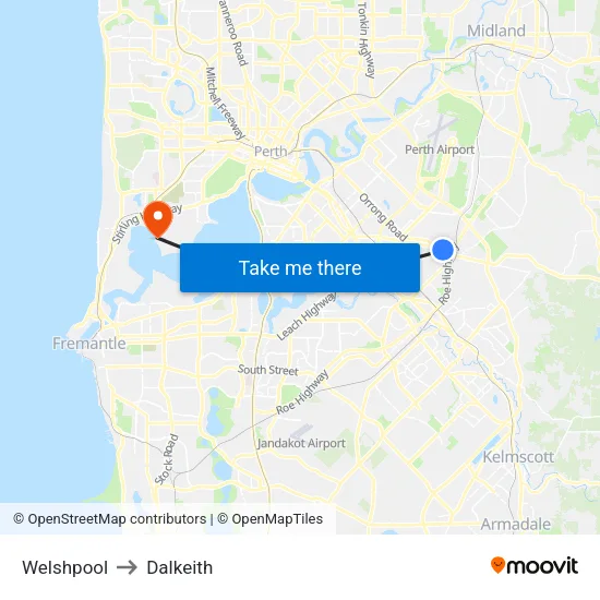 Welshpool to Dalkeith map