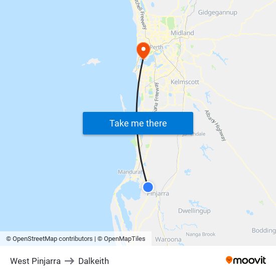 West Pinjarra to Dalkeith map