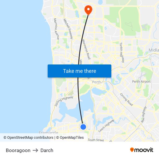 Booragoon to Darch map