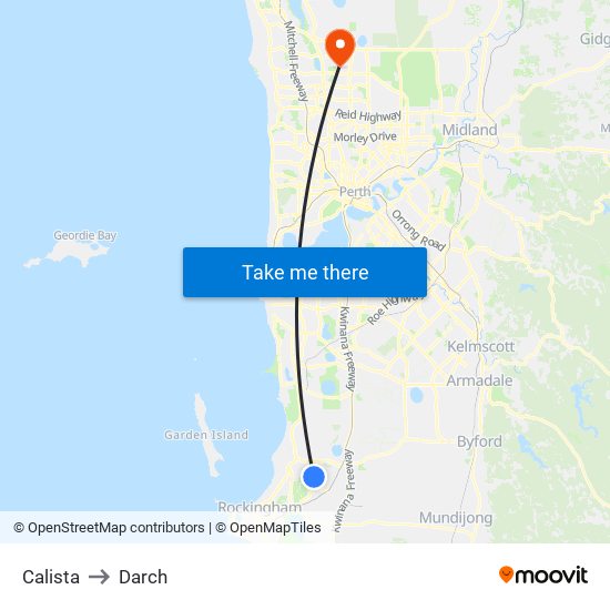 Calista to Darch map