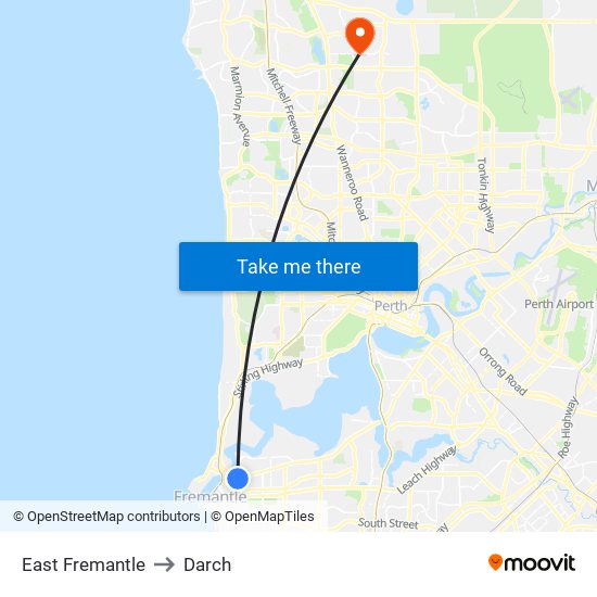 East Fremantle to Darch map