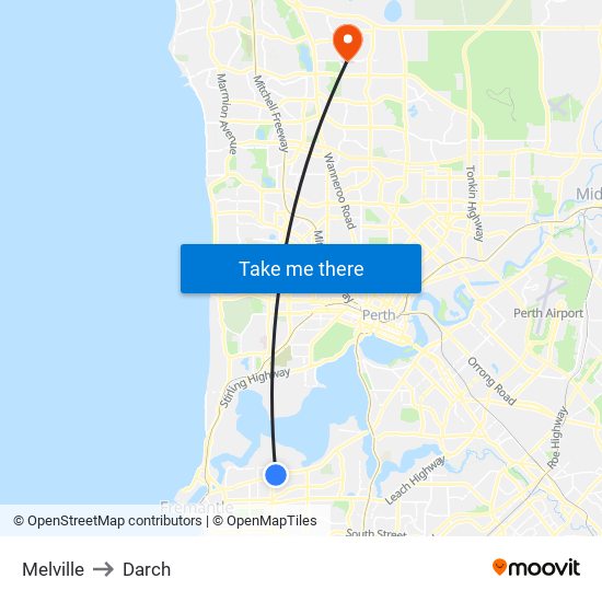 Melville to Darch map