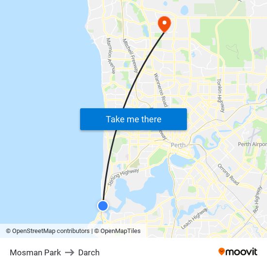 Mosman Park to Darch map