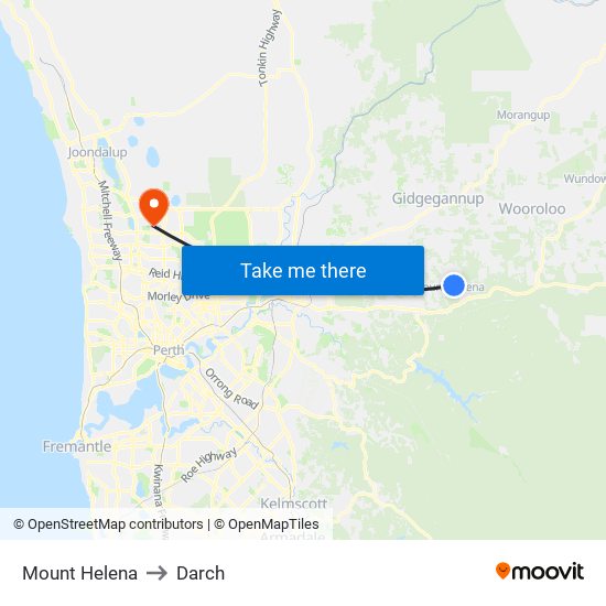 Mount Helena to Darch map