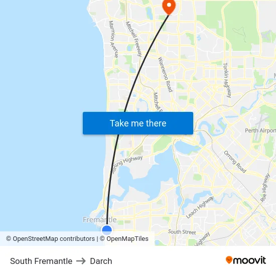 South Fremantle to Darch map