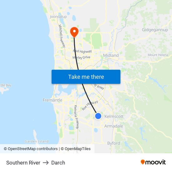 Southern River to Darch map