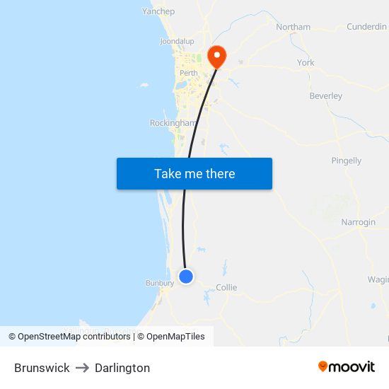 Brunswick to Darlington map