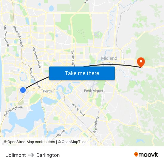 Jolimont to Darlington map