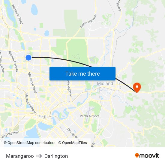 Marangaroo to Darlington map