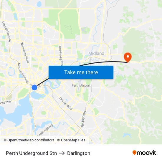 Perth Underground Stn to Darlington map