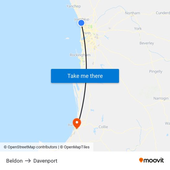 Beldon to Davenport map