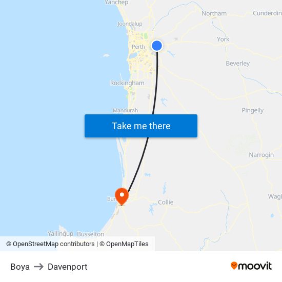 Boya to Davenport map