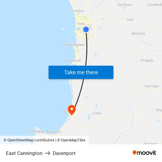 East Cannington to Davenport map