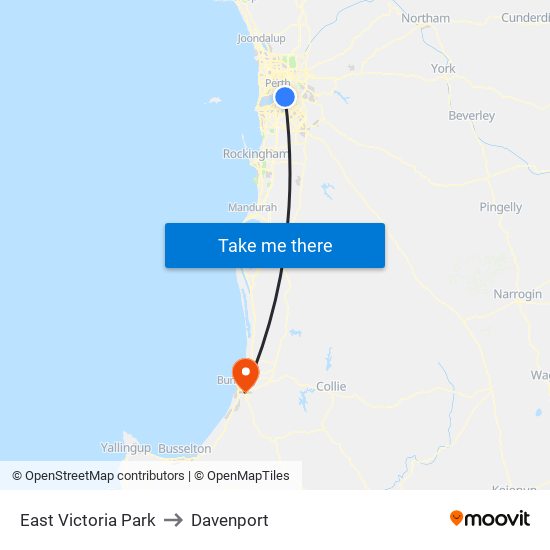 East Victoria Park to Davenport map