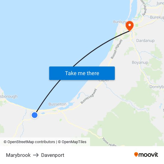 Marybrook to Davenport map