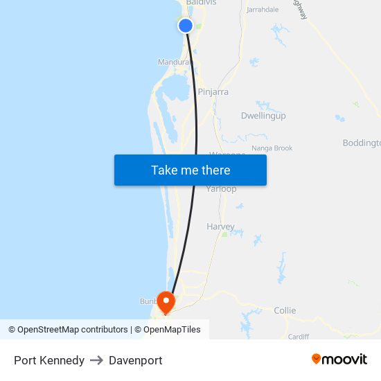 Port Kennedy to Davenport map