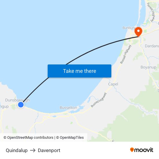 Quindalup to Davenport map