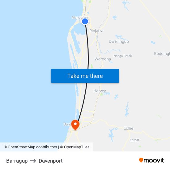 Barragup to Davenport map