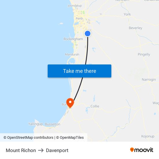 Mount Richon to Davenport map