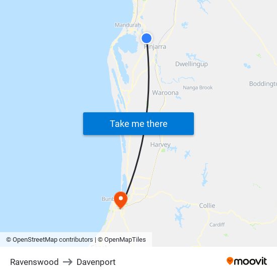 Ravenswood to Davenport map