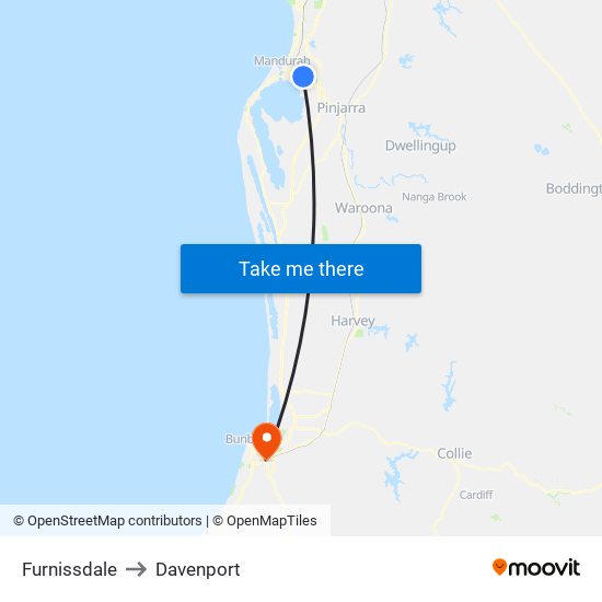 Furnissdale to Davenport map