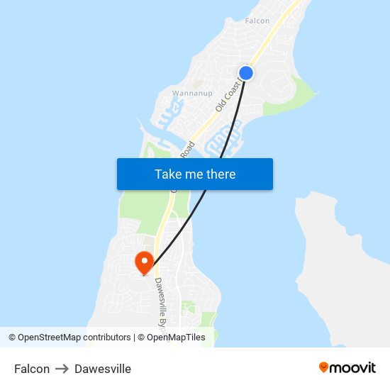 Falcon to Dawesville map