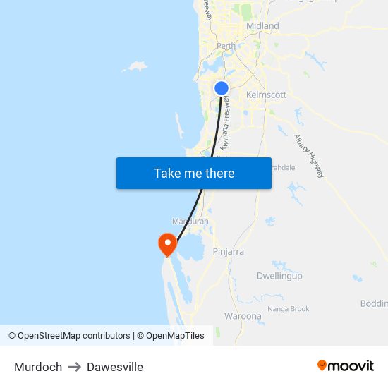 Murdoch to Dawesville map