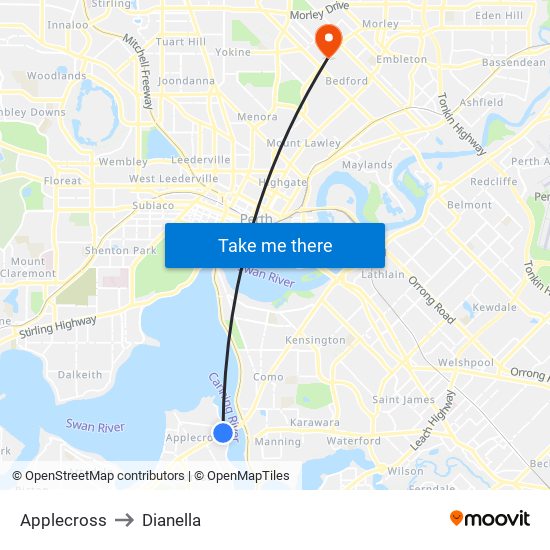 Applecross to Dianella map